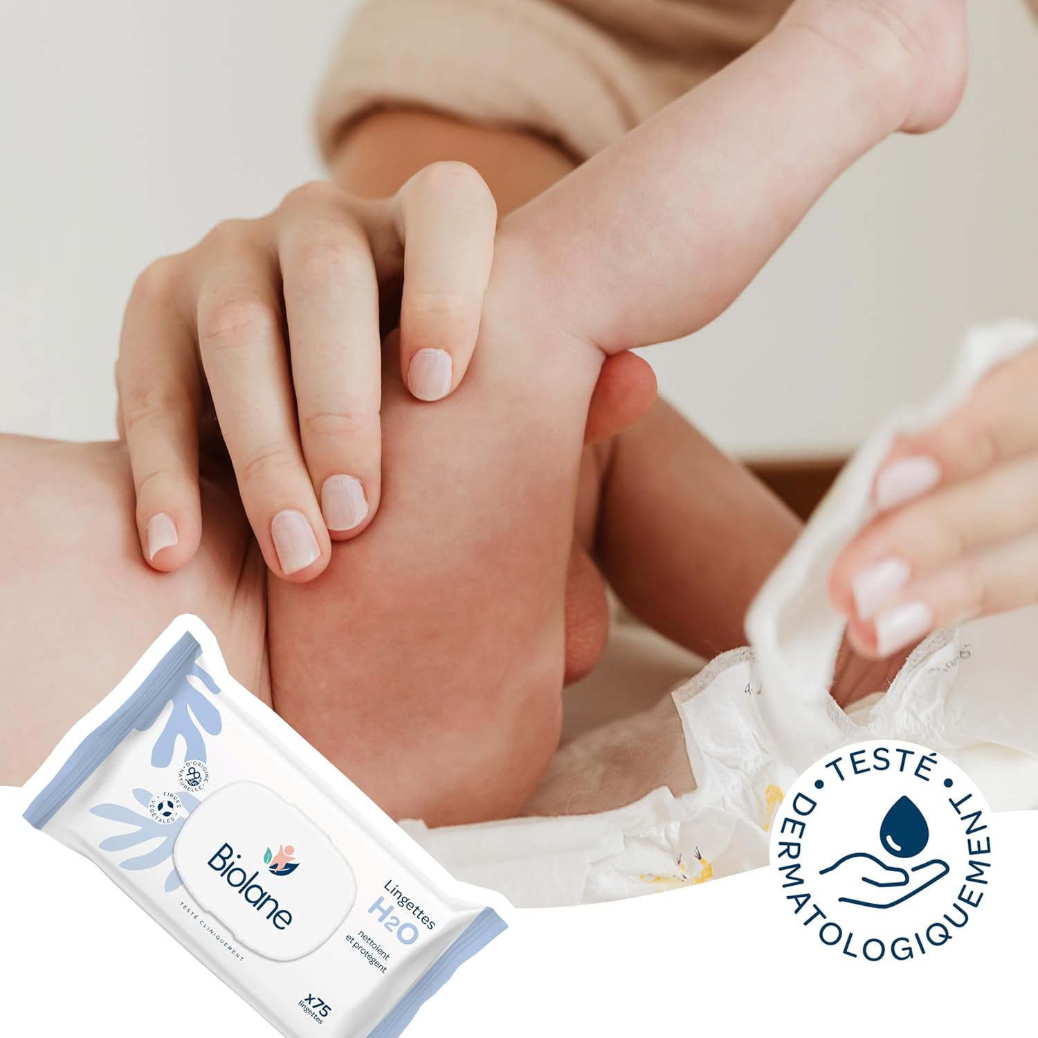 Biolane - Lingettes bébé Lot 12x75 - 900pcs, doux sans rinçage