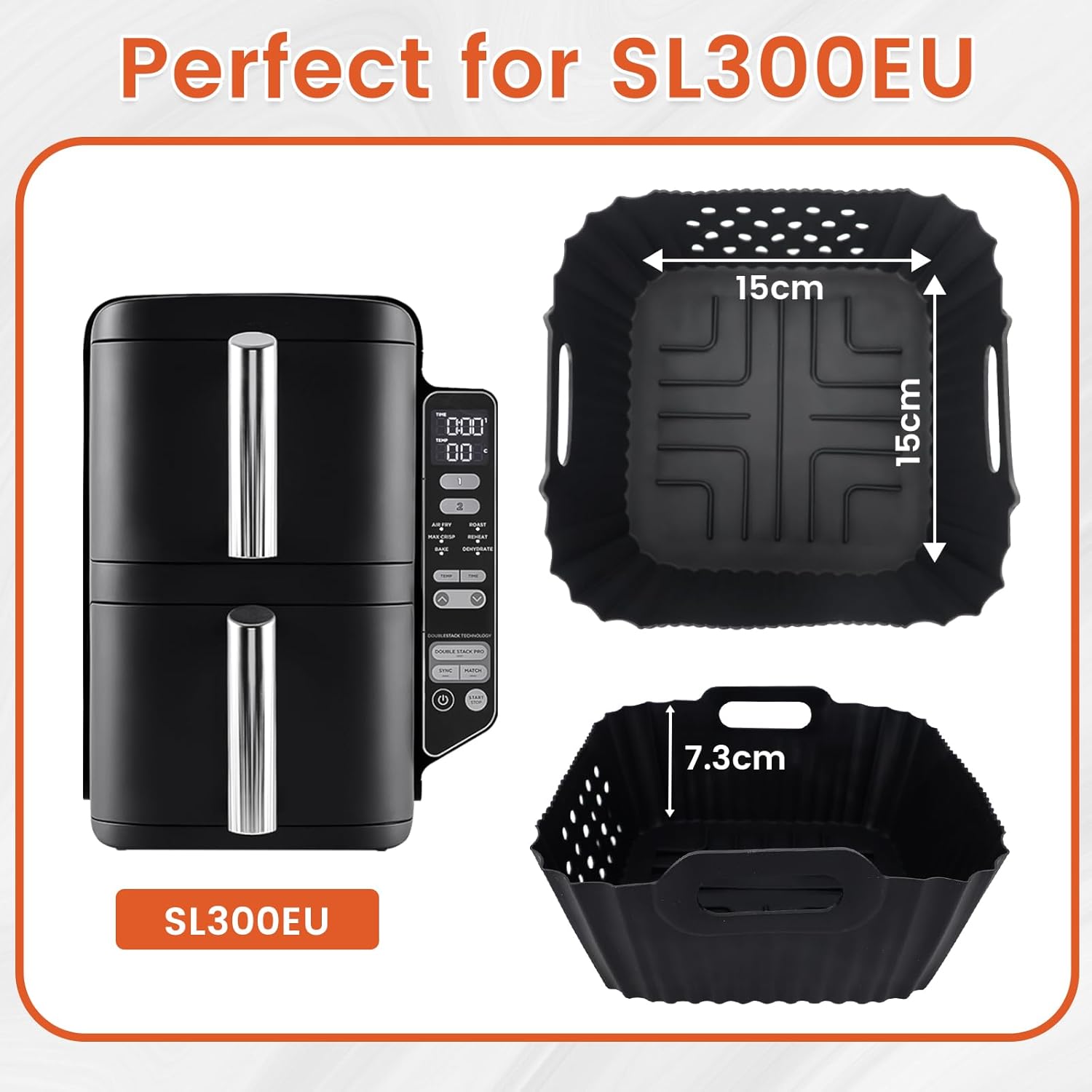 Moule silicone air fryer - compatible Ninja Double Stack 7,6L - réutilisable, extra haute - SL300EU