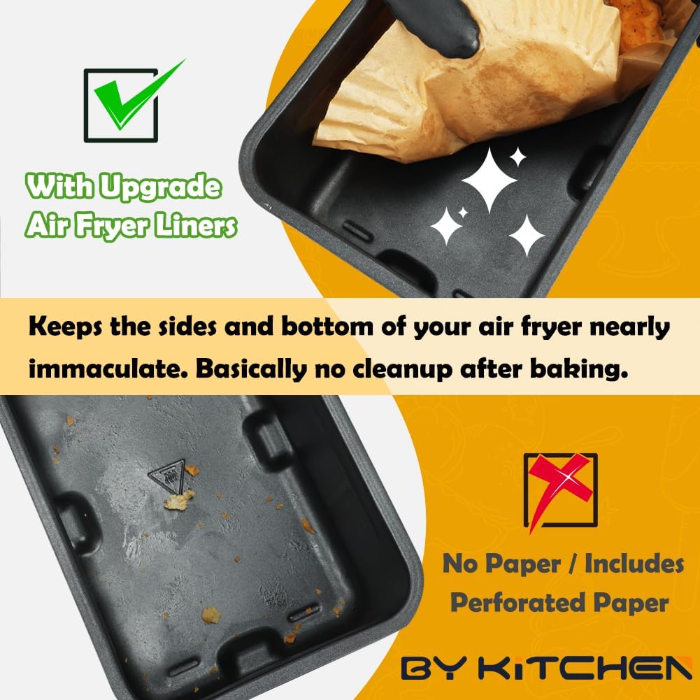 BYKITCHEN - papier cuisson friteuse - 200 pcs, 9,5L, accessoires air fryer, AF300EU/AF400EU/SL400EU