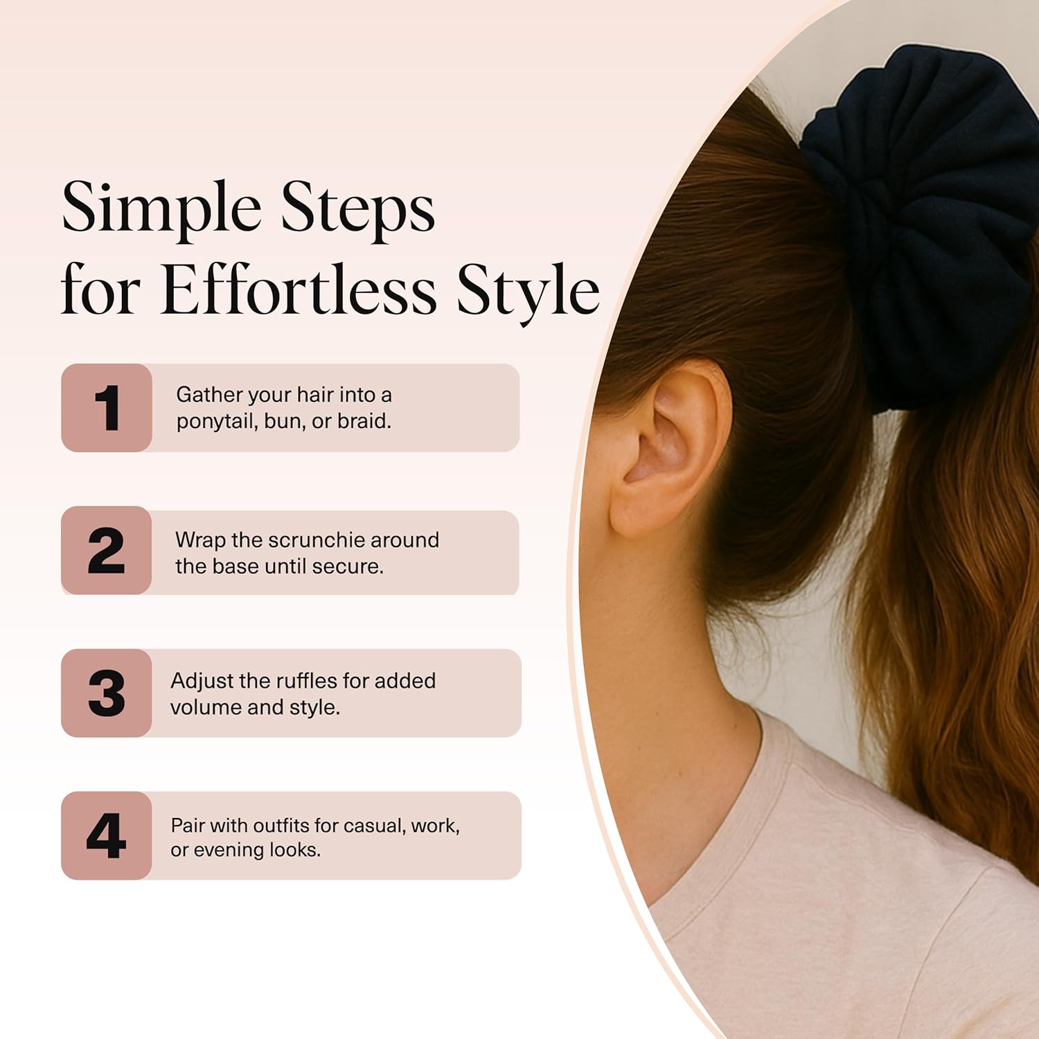 Kitsch - lot de 2 chouchous satin recyclé - surdimensionnés - noir et chocolat, élastiques éco-responsables