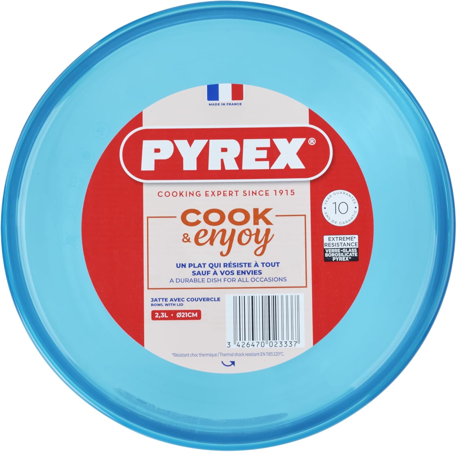 Pyrex - bol série borosilicate 2L - verre résistant, couvercle, lot de 2