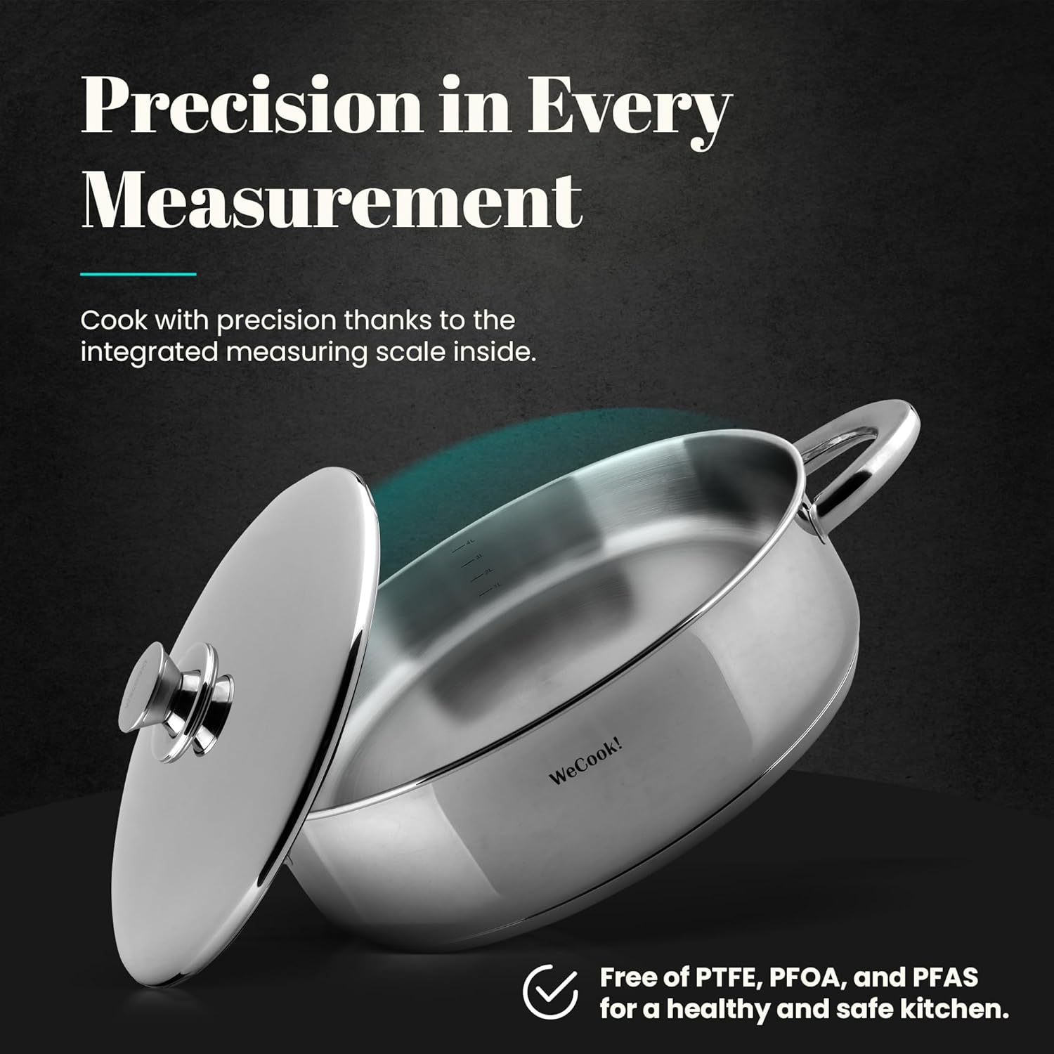 Casserole basse inox avec couvercle - 32 cm - acier inoxydable