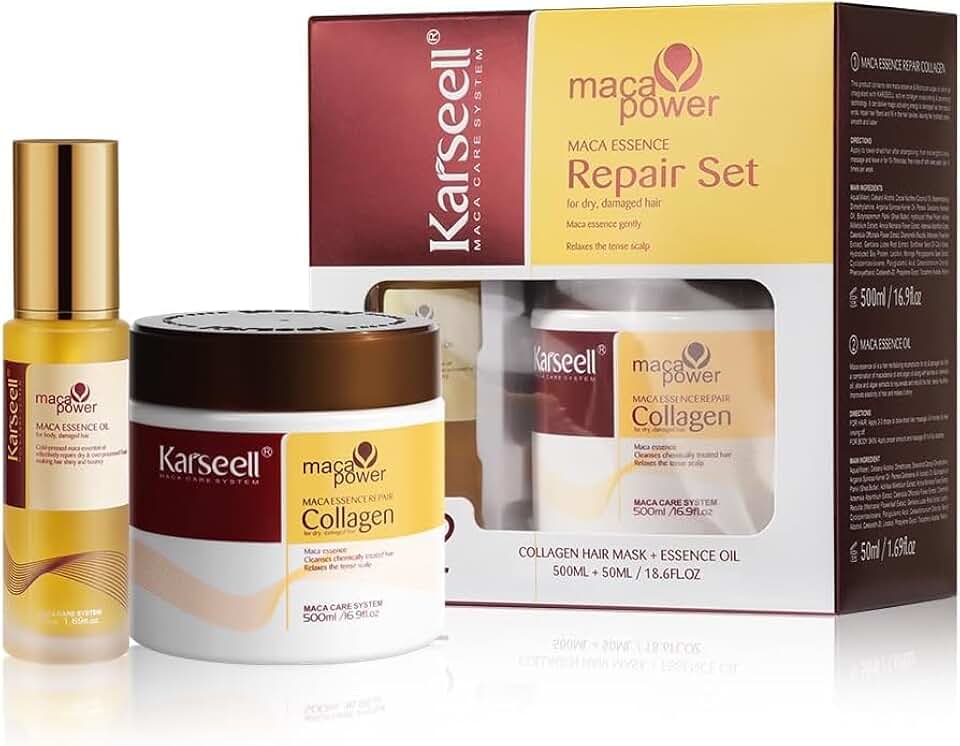 Karseell - Collagen Masque & Huile Cheveux - 500ml+50ml - réparateur cheveux secs et abîmés