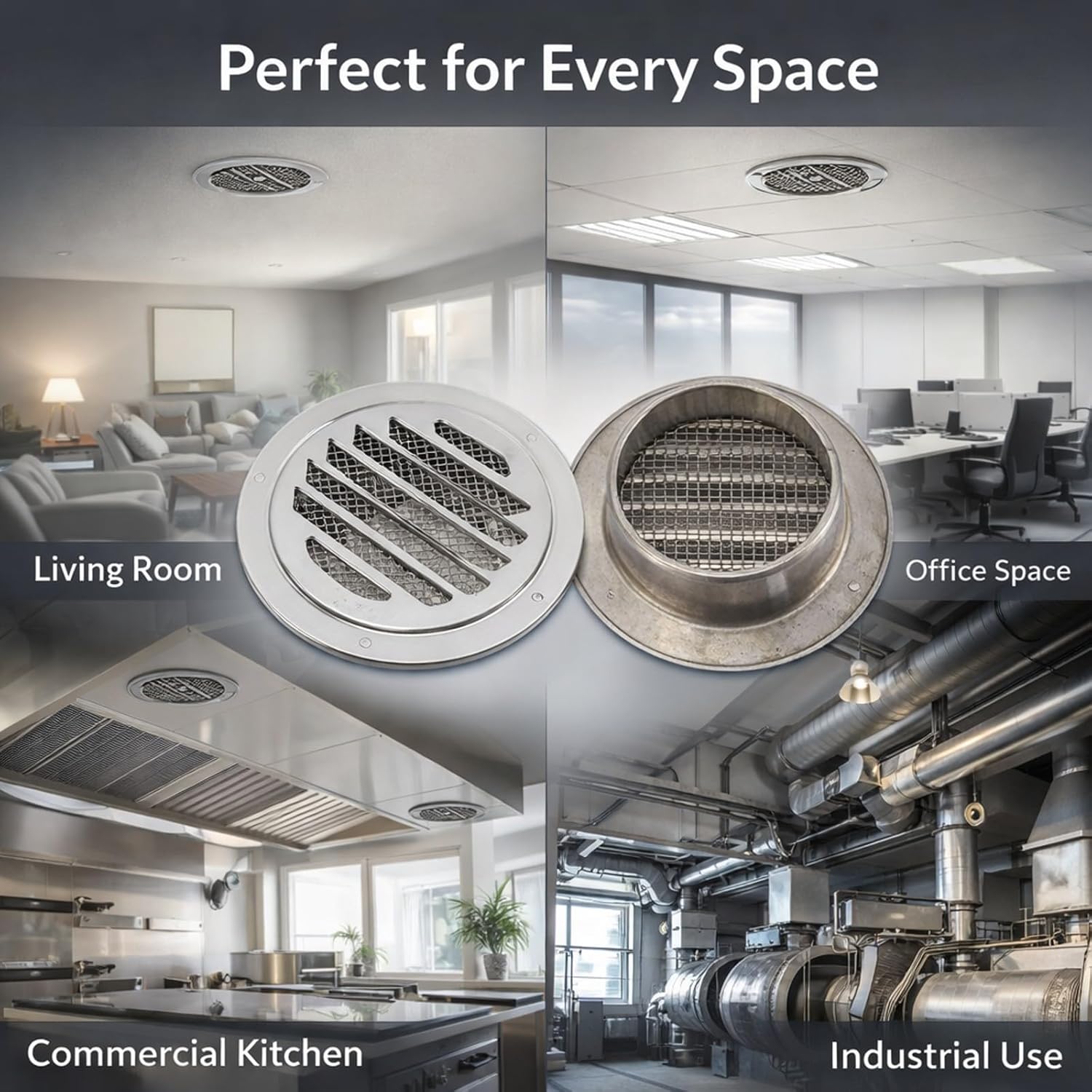 Couvercle de ventilation - inox 304, 160mm - résistant corrosion, facile à installer