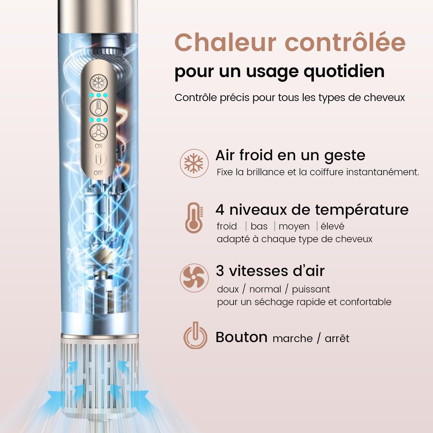 Brosse soufflante 8-en-1 - 110 000 tr/min, ionique, séchage rapide