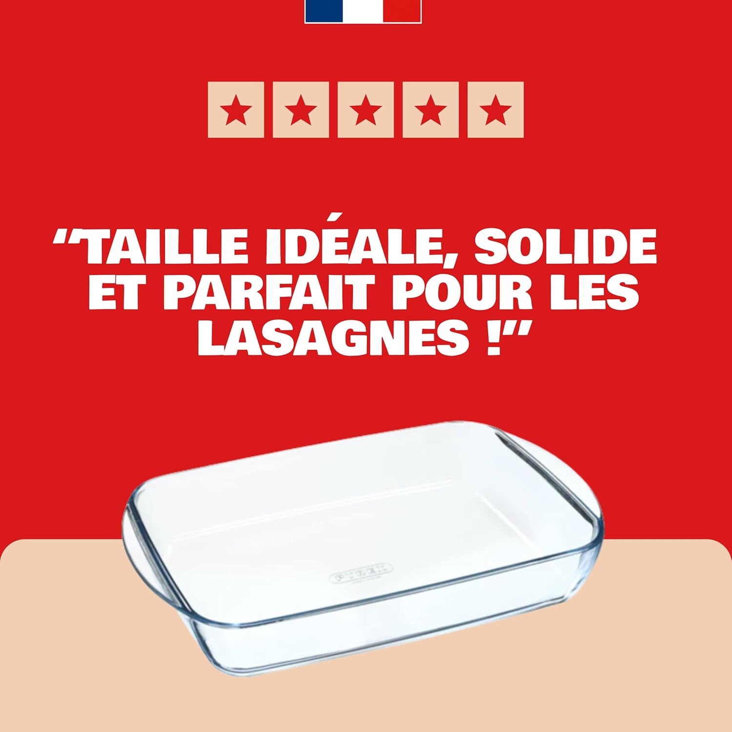 Pyrex - Plat à four rectangulaire 3,7L - verre borosilicate, poignées larges, spécial lasagnes