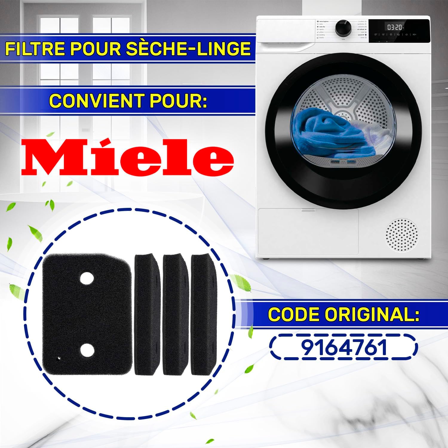 Filtre sèche-linge universel - lot de 4 - lavable et réutilisable
