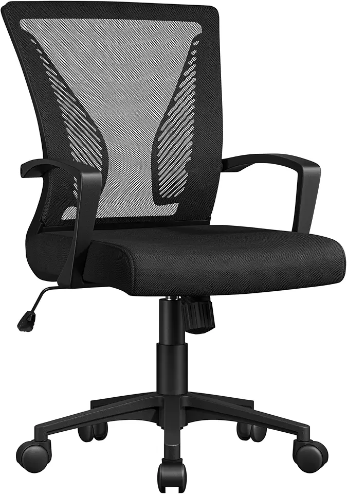 Yaheetech - chaise de bureau réglable 136kg, maille noire, dossier inclinable