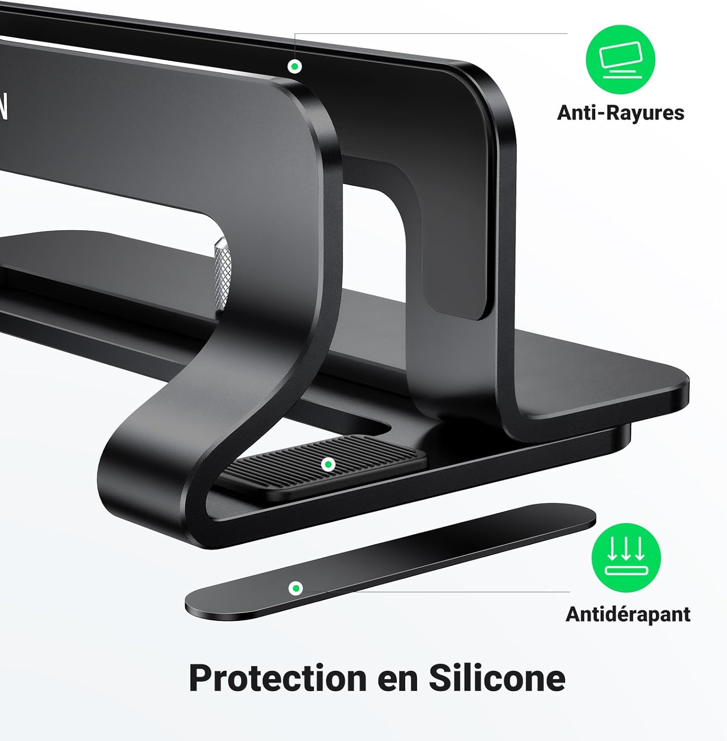 UGREEN - support ordinateur vertical aluminium - réglable, compatible MacBook, bureau, noir