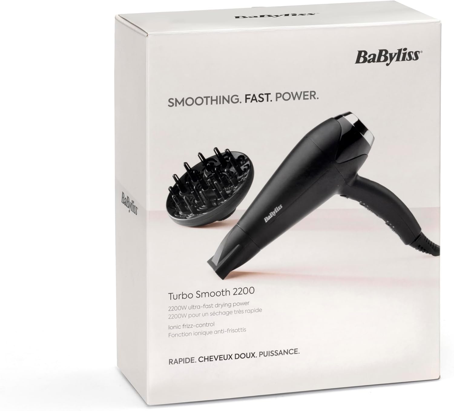 BaByliss - Turbo Smooth - sèche-cheveux 2200W, ionique, diffuseur, D572DE