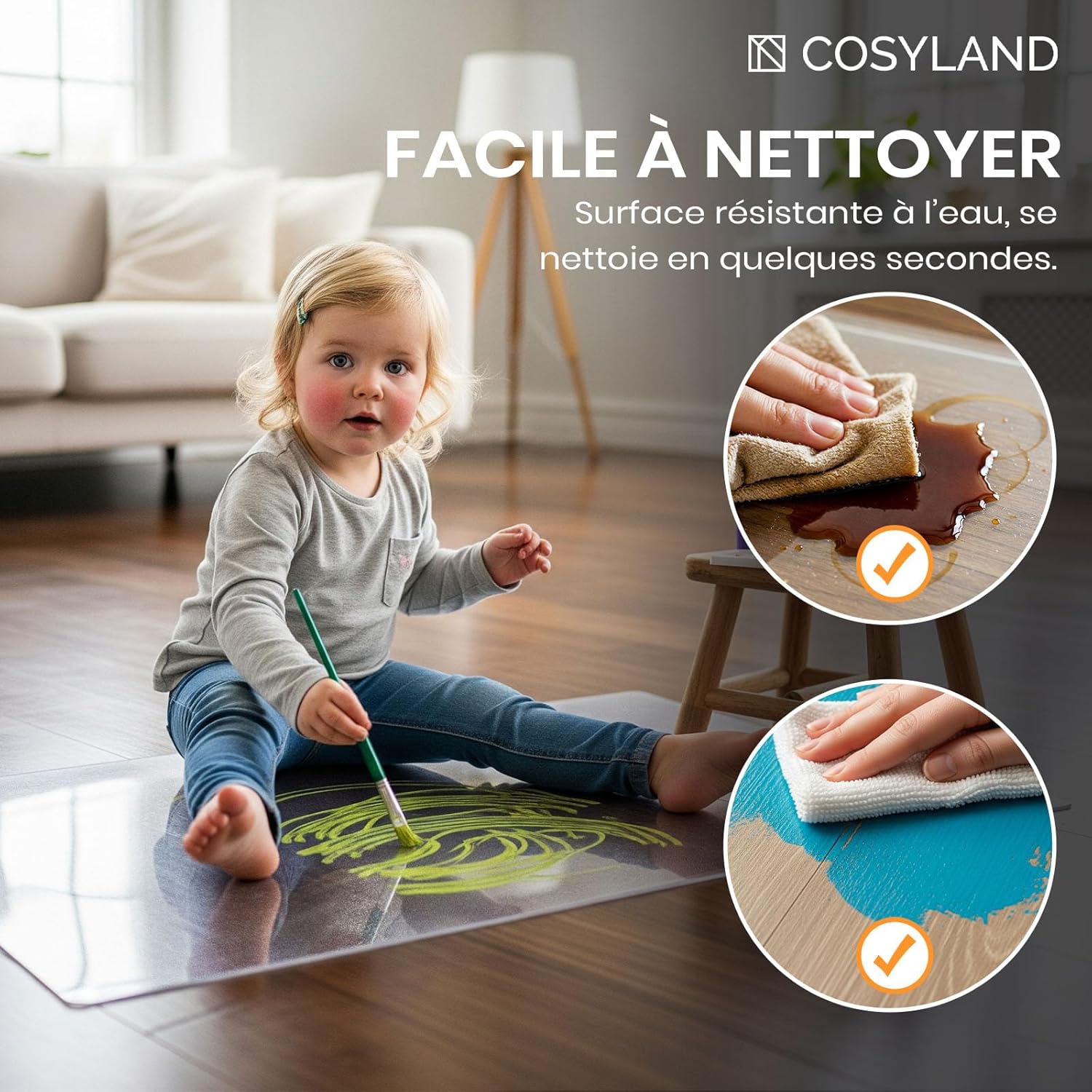 COSYLAND - Tapis de sol effet givré - 90x120cm - Antidérapant, protège-parquet