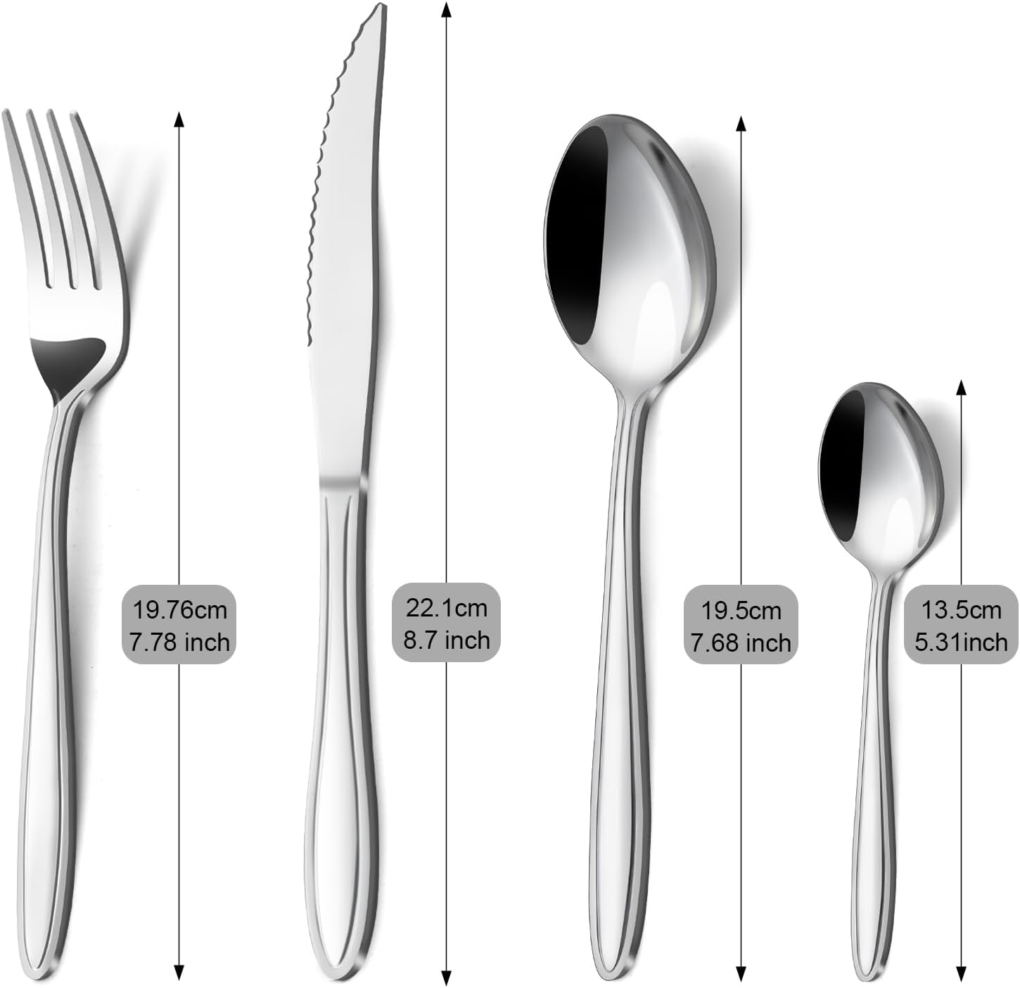 Hunnycook - couverts 24 pièces - 6 personnes - inox, manches élégants, lavable