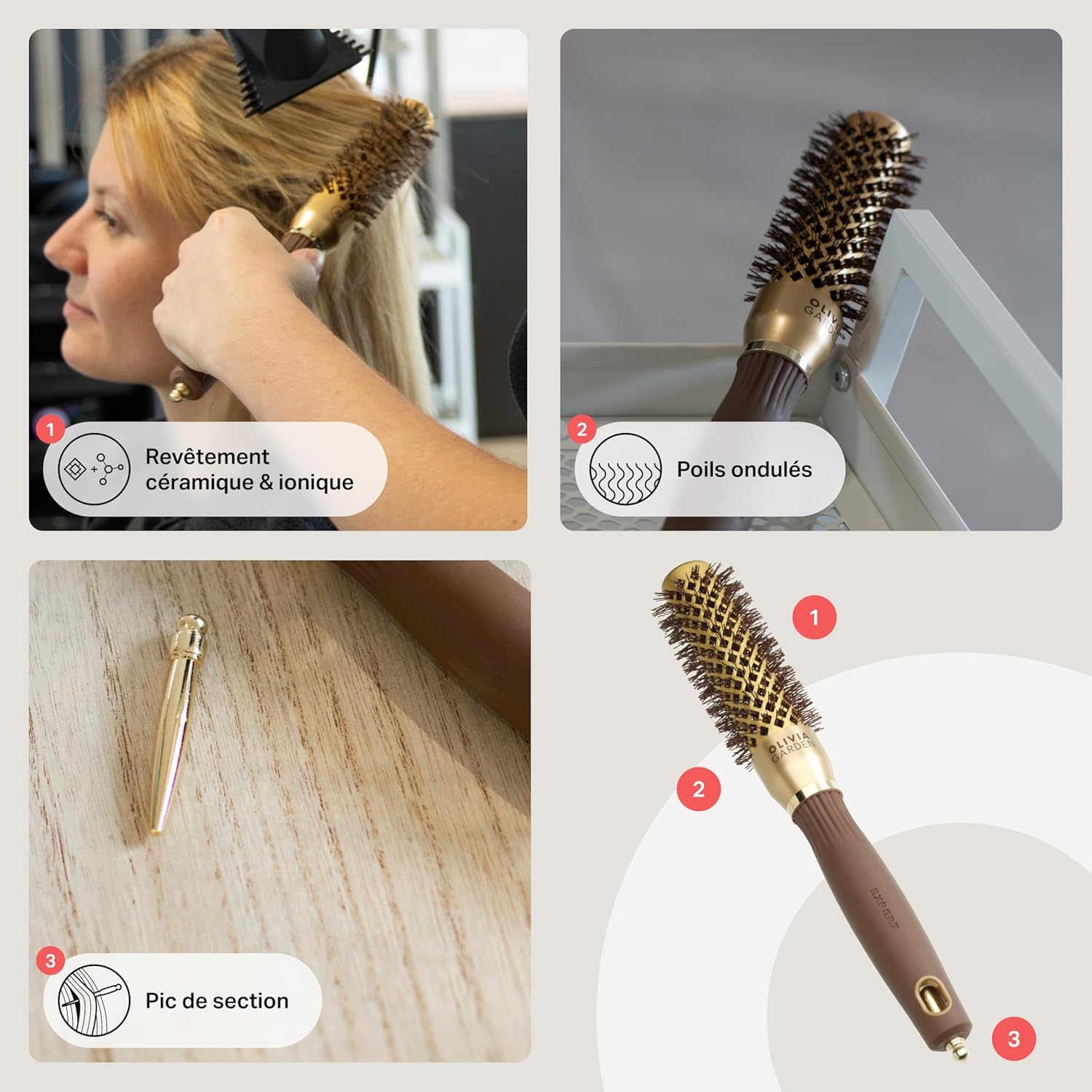 Olivia Garden - Expert Blowout Shine - ronde céramique antistatique - brushing sans frisottis