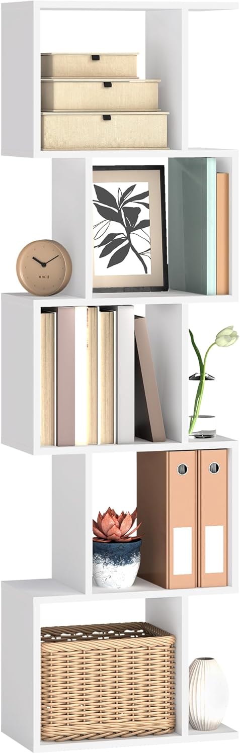 VASAGLE - étagère 5 niveaux, 24x40x159 cm, blanc, rangement LBC462W01