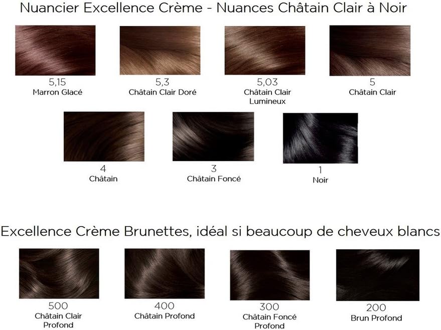 L'Oréal Paris - Excellence Crème - coloration permanente soin, lot de 2, 100% couverture cheveux blancs