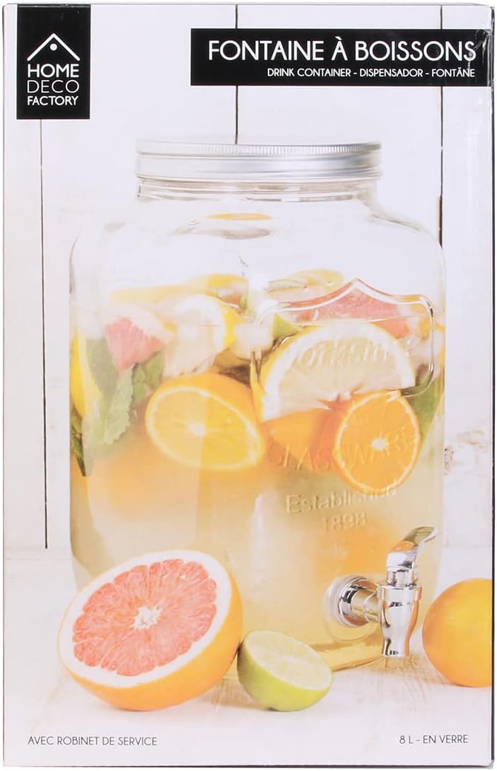 Home Deco Factory - Fontaine verre 8L, large ouverture, robinet, KV7177