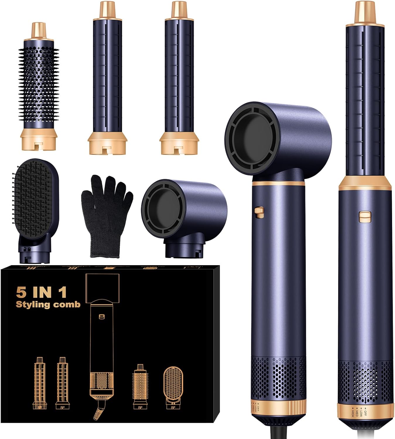 Brosse soufflante 5 en 1 - séchage, boucles, lissage, air chaud