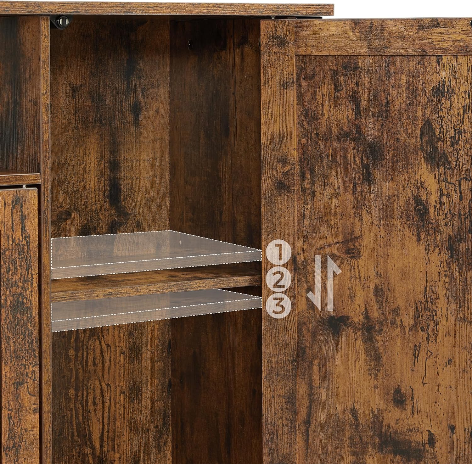 VASAGLE - Buffet de rangement rustique, 110x33x75 cm, 3 portes, LSC096B01