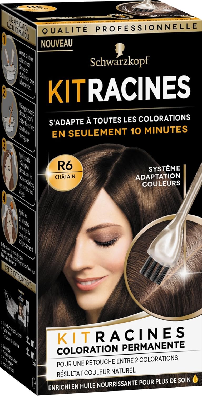 Schwarzkopf - kit coloration permanente racines - 22 ml - brun naturel, lot de 2