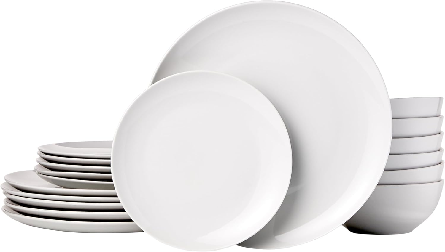 maxxidealz Basics - service de table 18 pièces - porcelaine blanche - pour 6 personnes