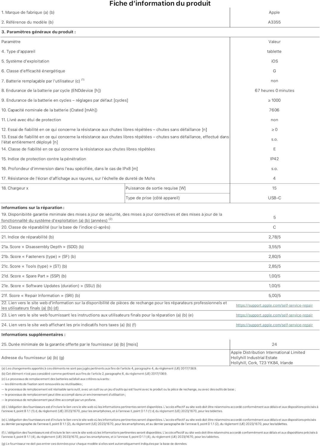Apple - iPad Puce A16 - 11