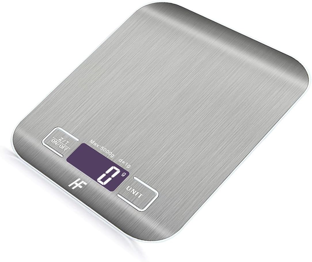 HomeFashion - balance cuisine électronique - 5kg/1g - LCD, tare, inox, piles incluses