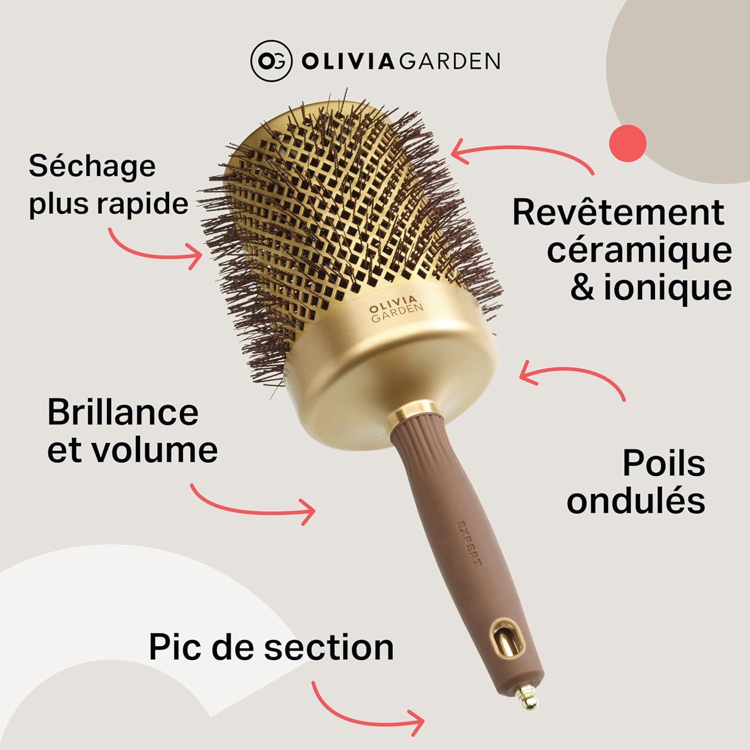 Olivia Garden - Expert Blowout Shine - ronde céramique antistatique - brushing brillant sans frisottis
