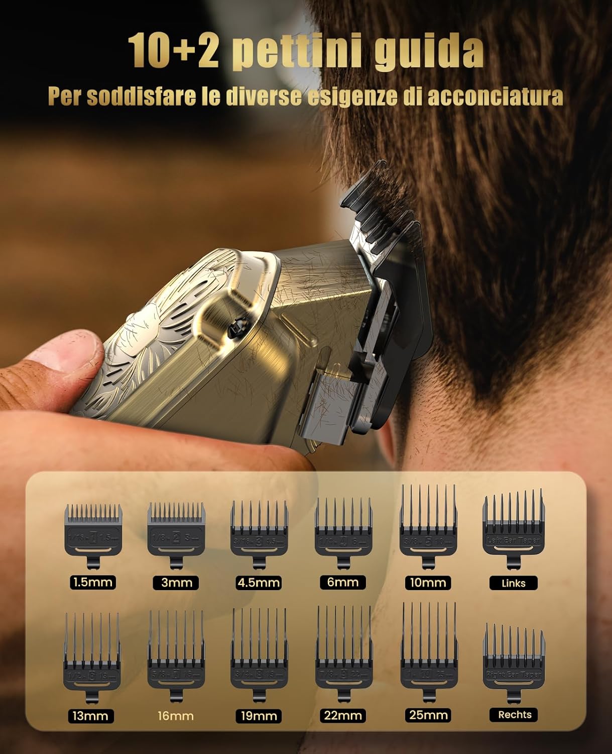 Jack & Rose - tondeuse cheveux/barbe IPX7 - LED - sans fil - Bronze