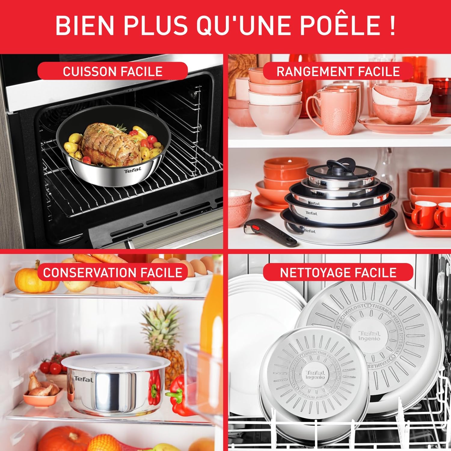 Tefal - Ingenio Emotion batterie cuisine 10pcs inox induction - L8971S04