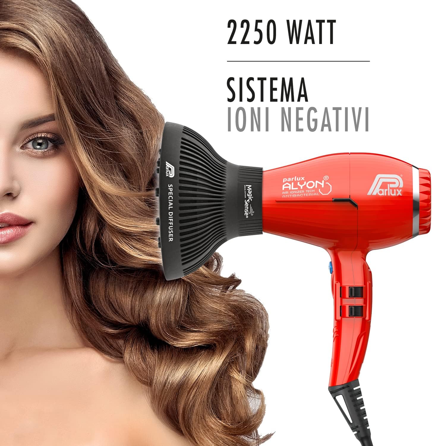 Parlux - Alyon Série - design compact - ions négatifs, léger, rouge