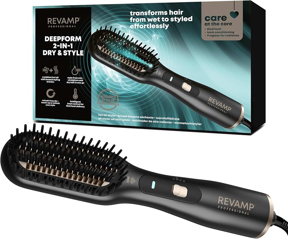 REVAMP - Deepform - brosse lissante chauffante céramique - séchage & lissage 2 en 1, huiles brillance