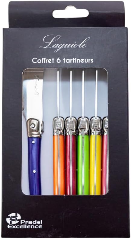 Pradel - Laguiole Excellence - 6 tartineurs 7cm inox, manches marbrés, PCOR009003