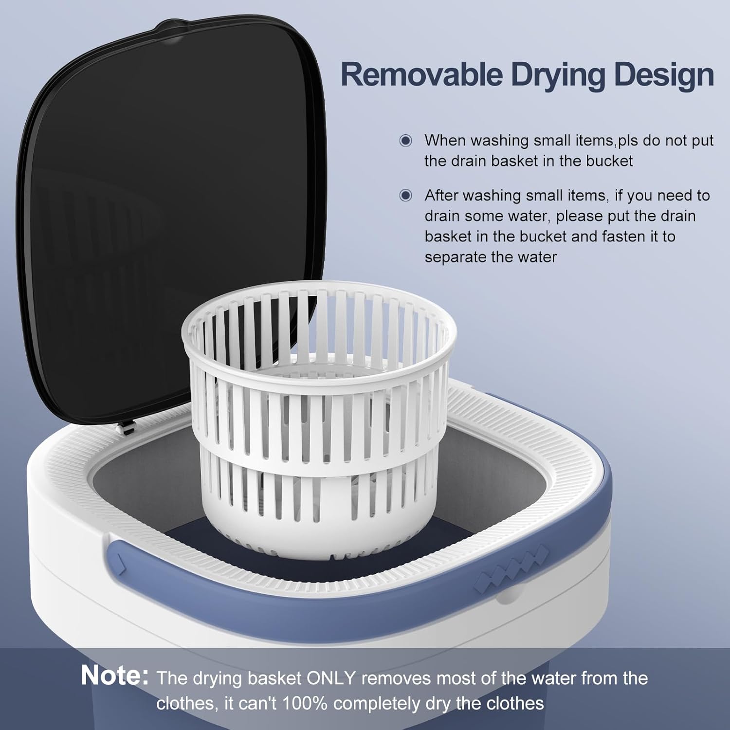 Mini machine à laver - 12L portable - 3 modes, essorage amovible, pliable