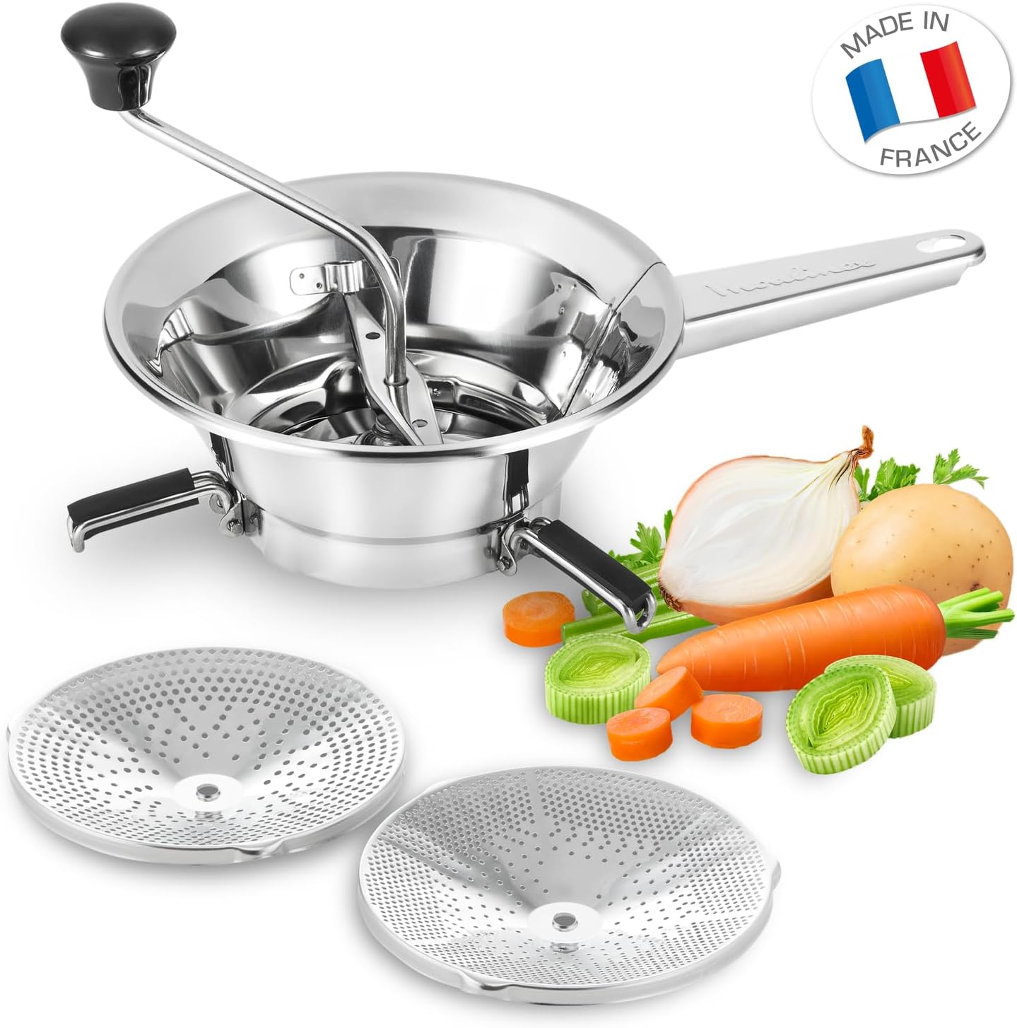 Moulinex - moulin à légumes manuel inox - petit modèle, purées, lave-vaisselle, fabrication française - A40106