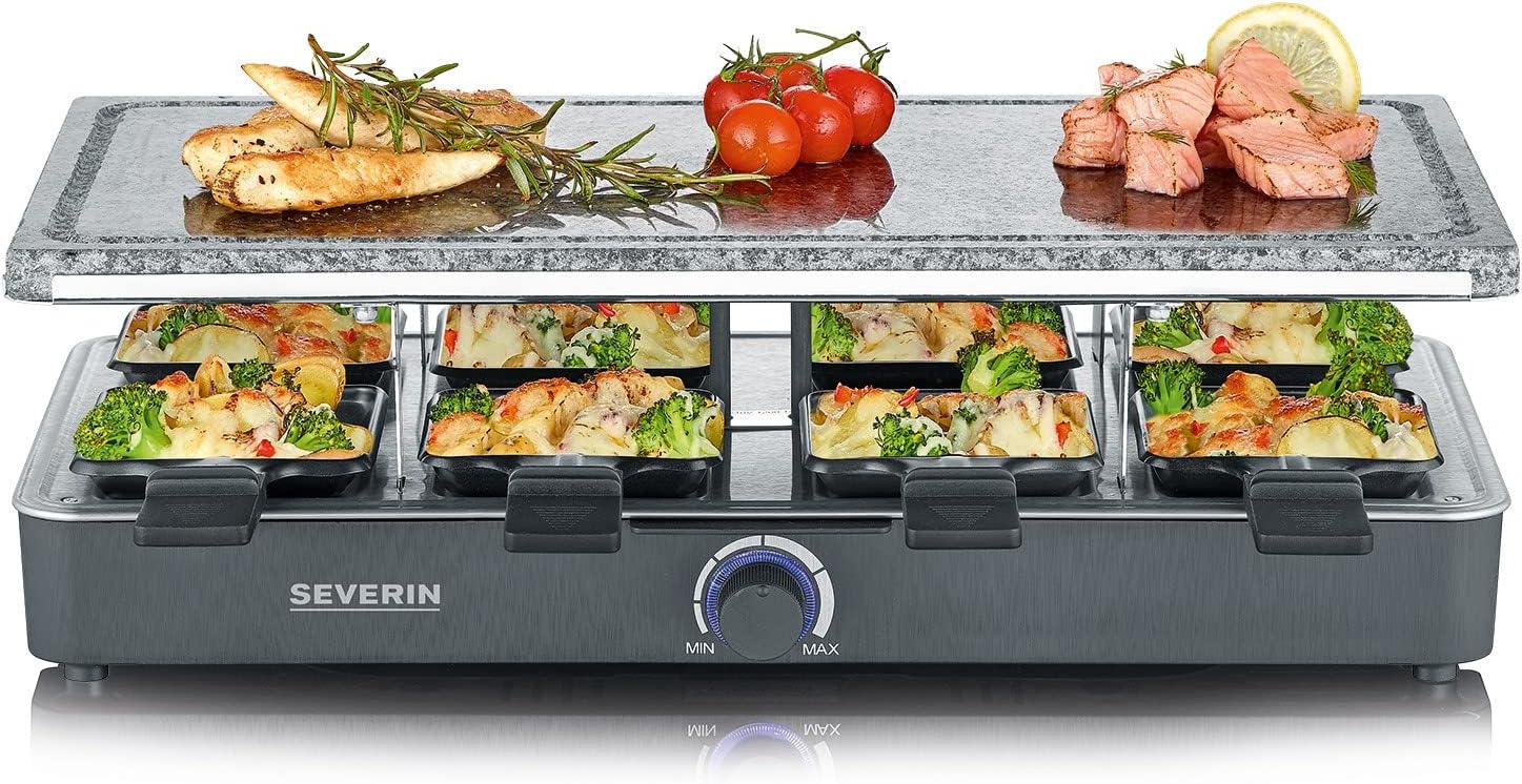 SEVERIN - Raclette gril 8 pers. - 46x23 cm - pierre naturelle, thermostat réglable - RG 2372