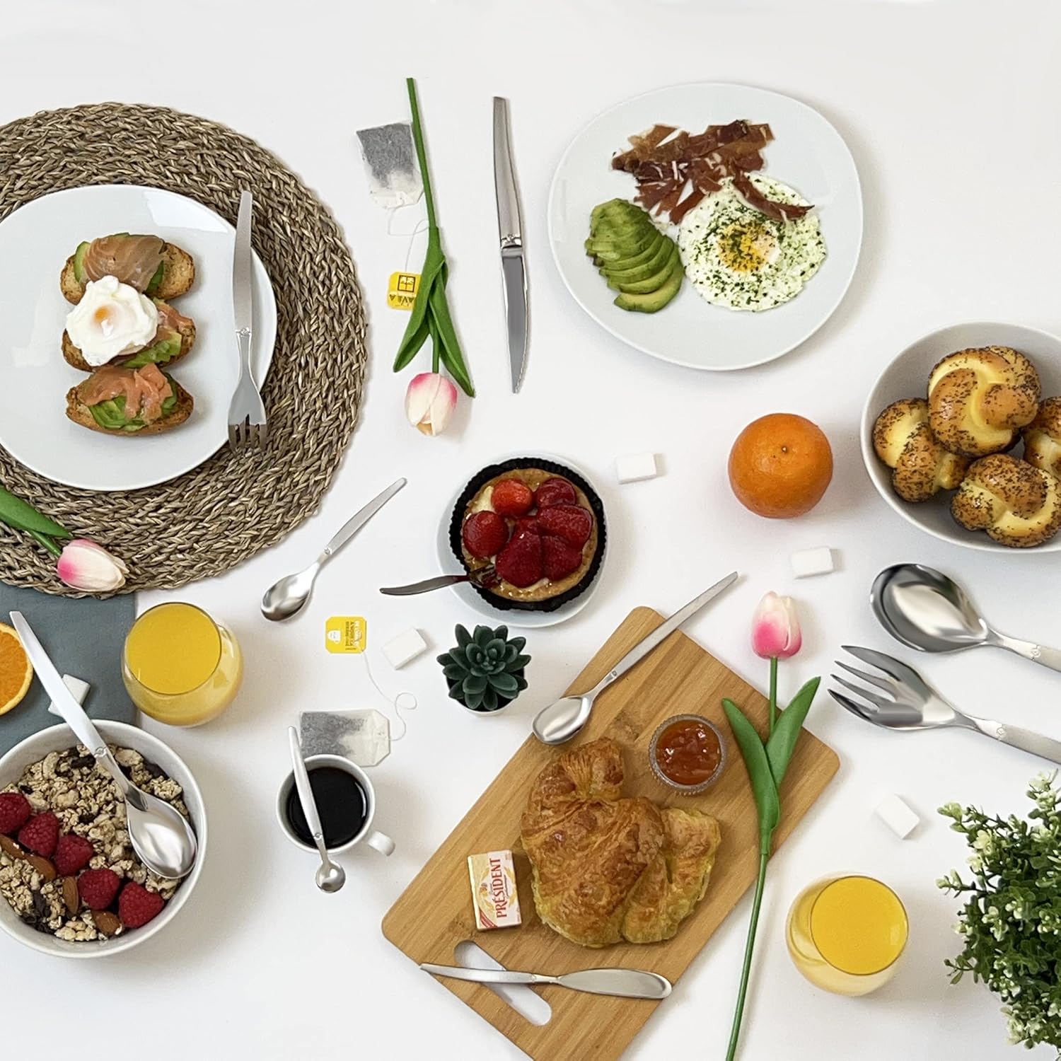 Lou Laguiole - Jet 24 pièces - inox 18/0, finition sablée, pour 6 personnes