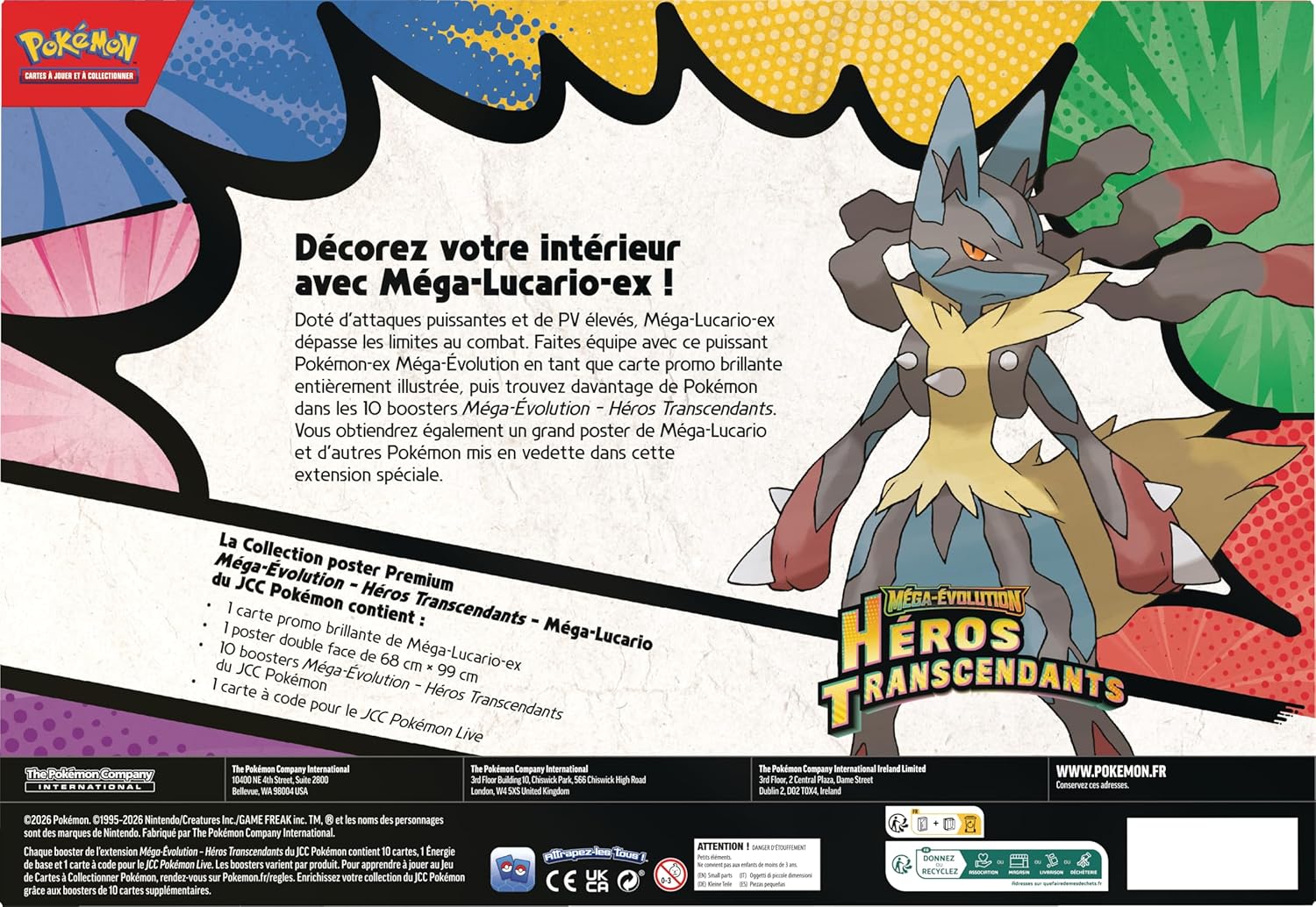 Pokémon - Collection Poster Premium Méga-Évolution Héros Transcendants - 1 carte promo brillante, poster double face, 10