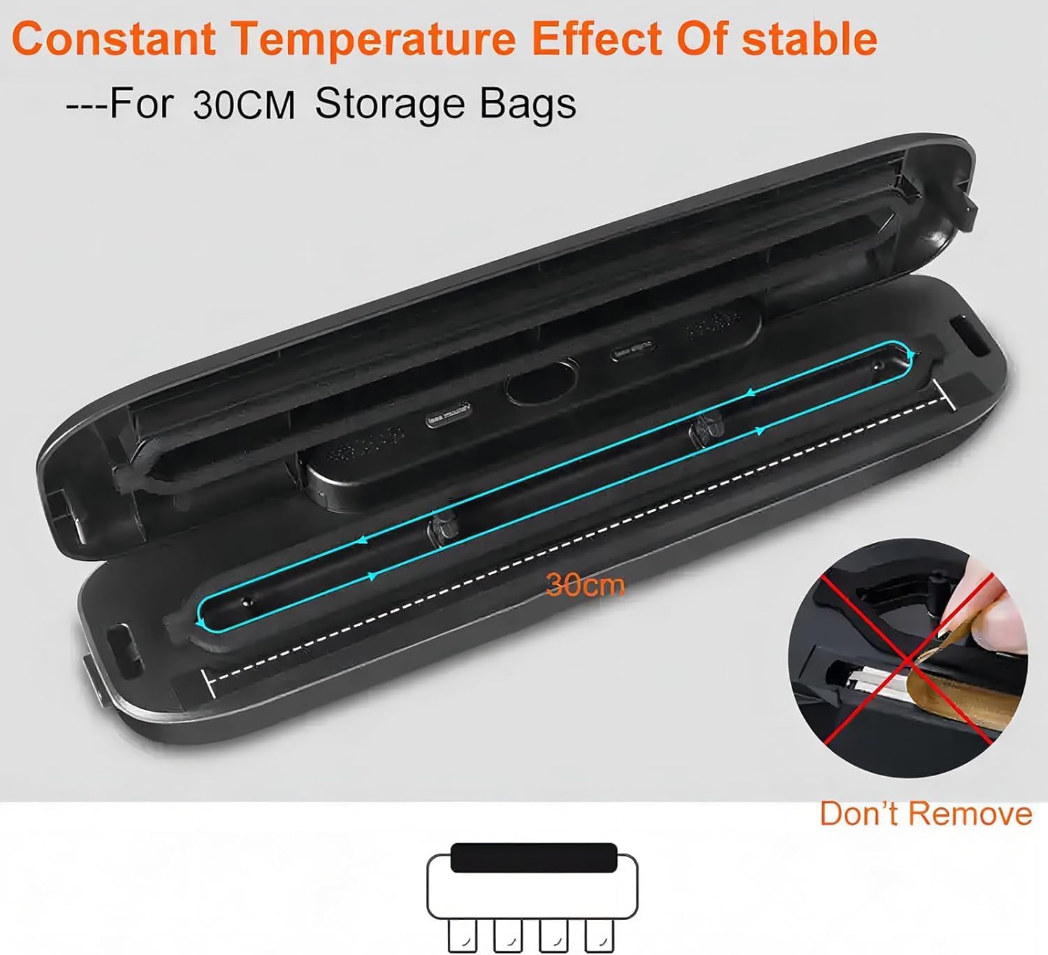 Machine à emballer sous vide - compacte - One Touch, aliments secs/humides, noire