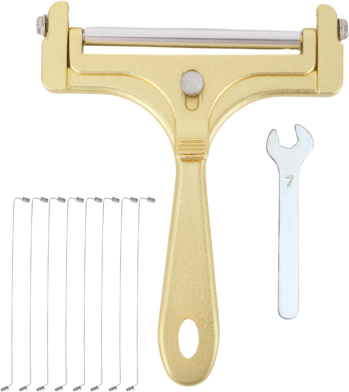 Kit coupe-fromage inox, épaisseur réglable, 8 fils, doré, 10pcs