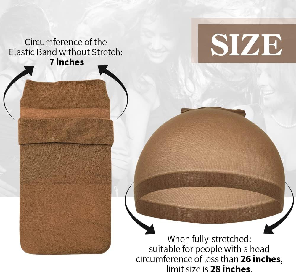 Dreamlover - bonnets de perruque femme - marron - filet à cheveux, lot de 12