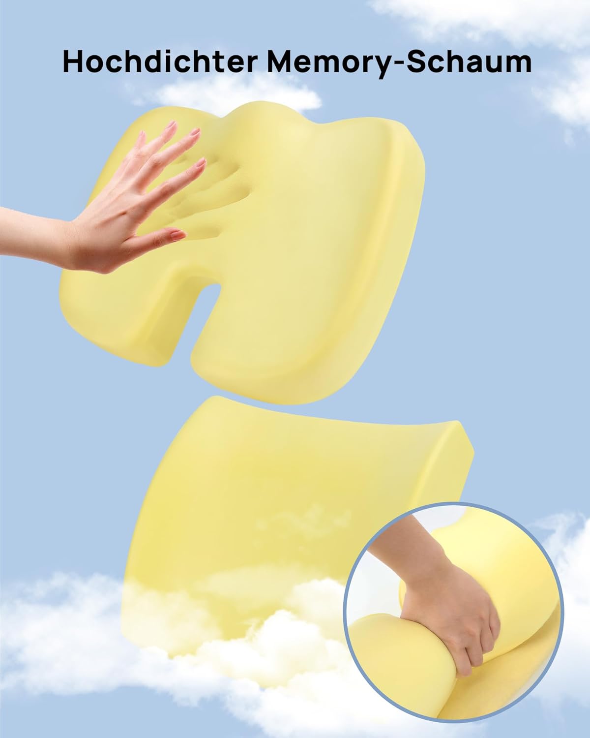 Feagar - Coussin Coccyx Orthopédique - mémoire de forme, ergonomique, antidérapant, 45x35cm