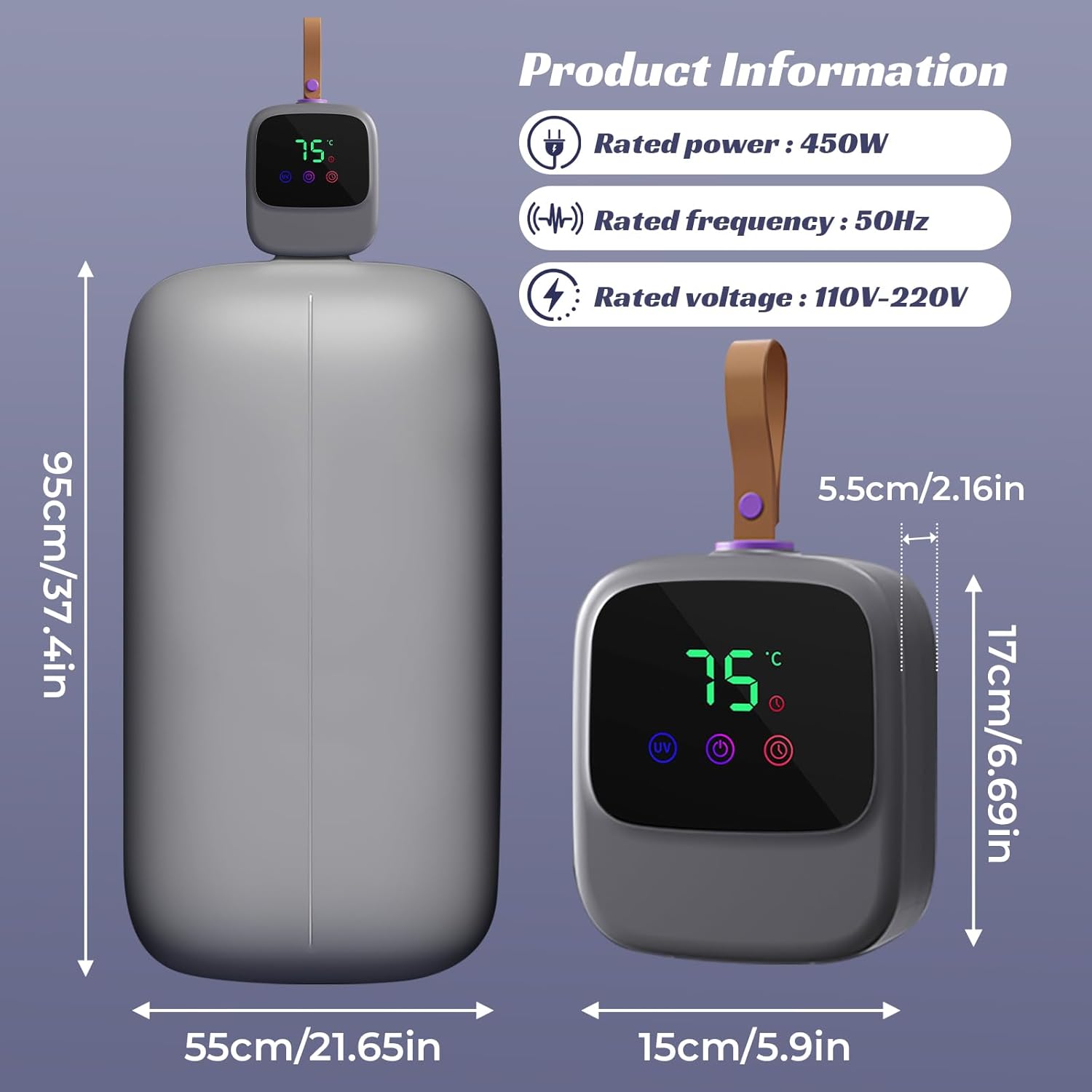 auvstar - Mini sèche-linge portable - 450W, UV, minuterie, télécommande