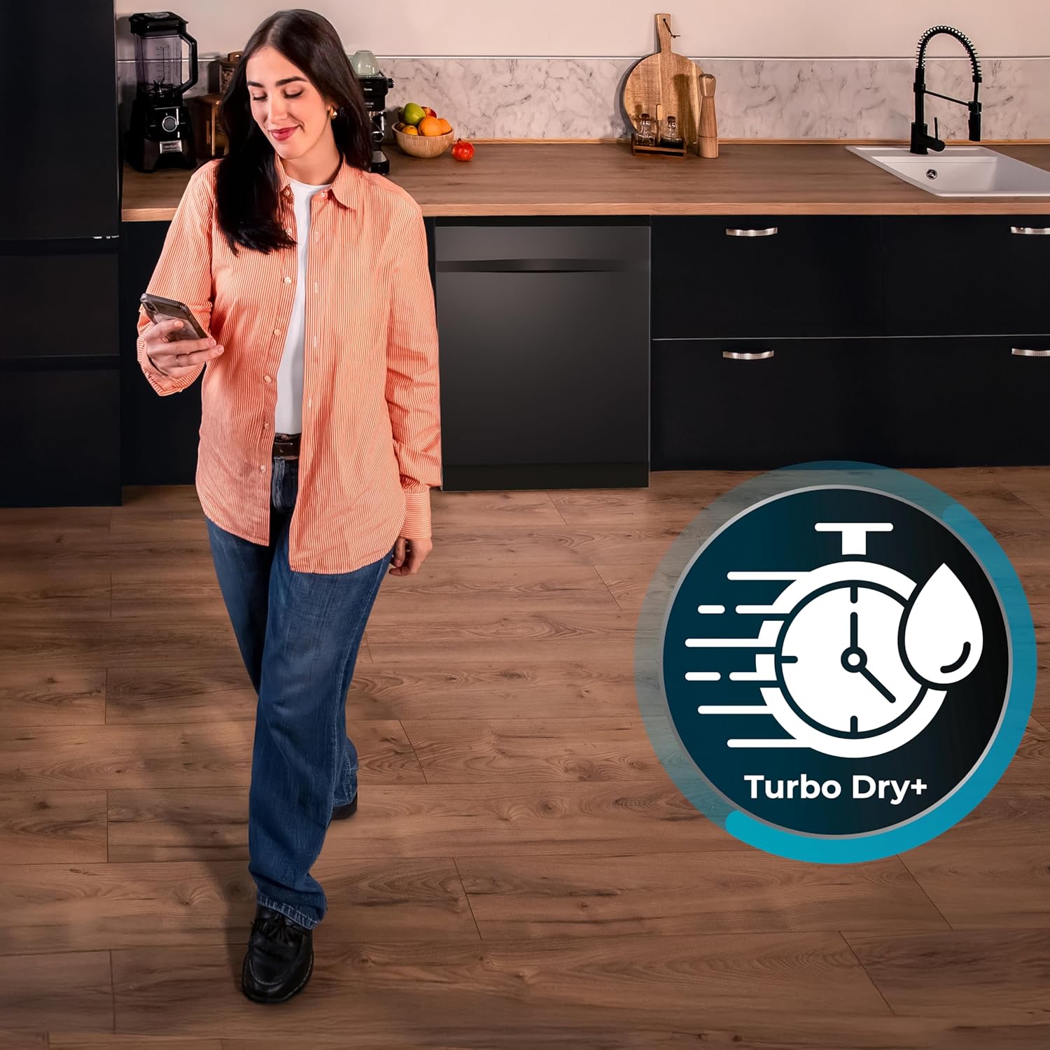 Cecotec - Bolero Aguazero (6620 Full-BI) - 60cm - 15 couverts, 8 programmes, écran FullColor, moteur Inverter, Turbo Dry