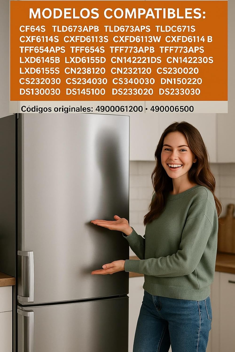 Beko - poignée de porte argentée - 260 mm - compatible 4900061200