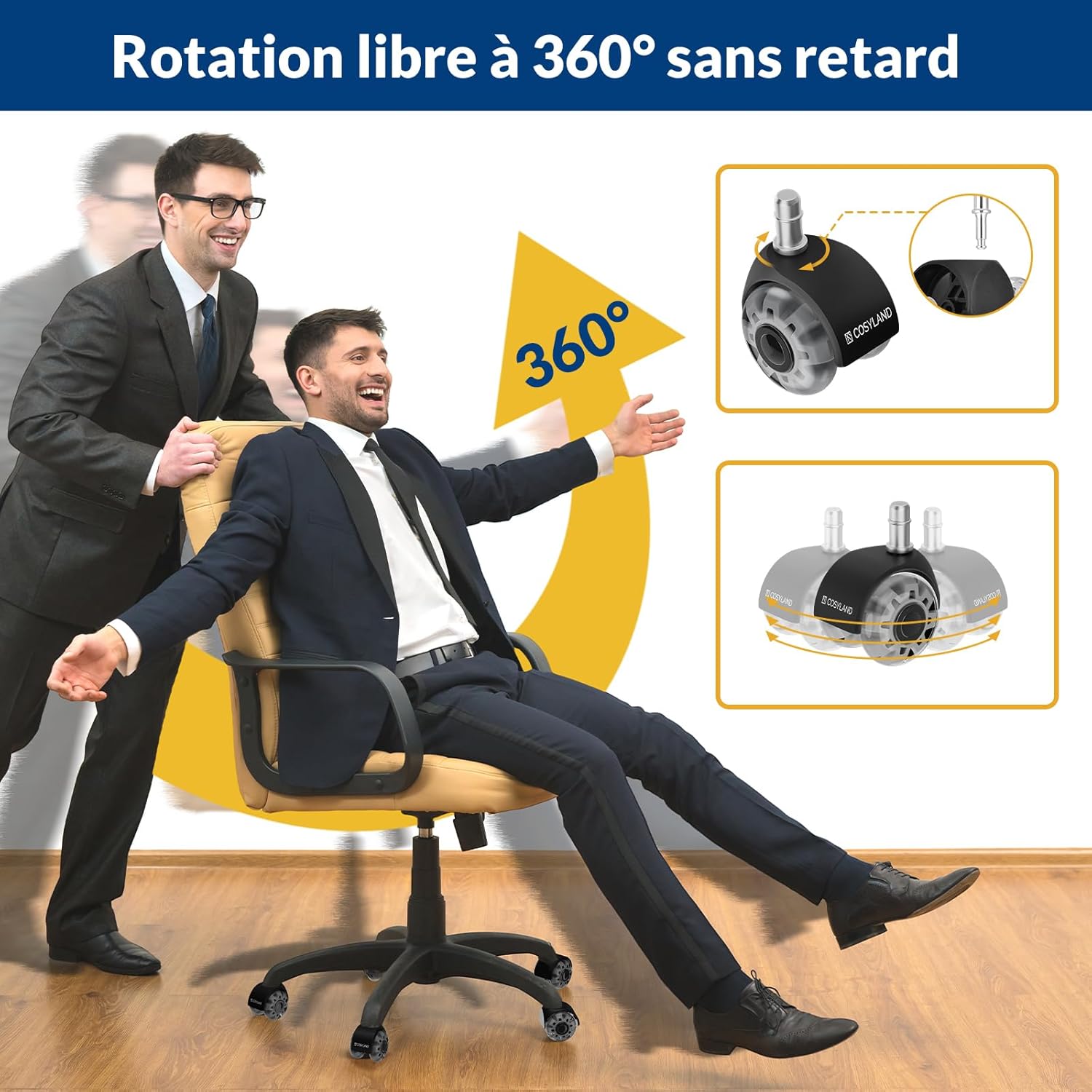 COSYLAND - roulettes bureau, 11x22mm, silencieuses, 300kg, 5pcs