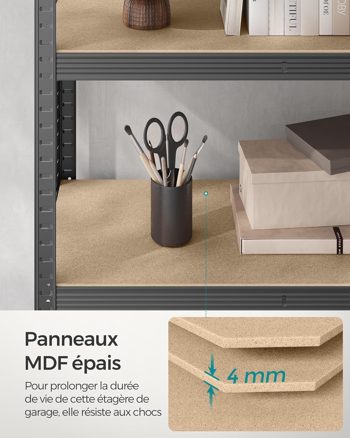 SONGMICS - étagère à 5 niveaux - 50x100x200cm - 600kg, planches réglables, style industriel - GLR050G02