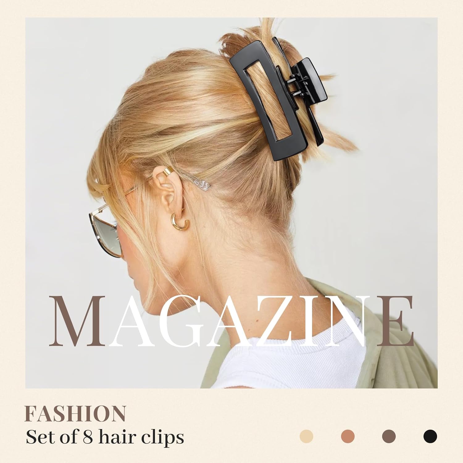 Kavya - 8 pinces grandes 10.5cm - antidérapantes cheveux épais femme