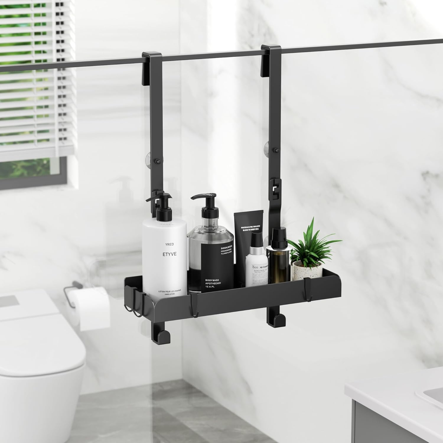 Étagère de douche - suspendue sans perçage, 31,2x10,5cm, 4 crochets