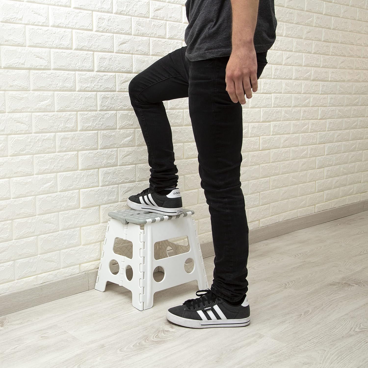 Arregui - Tabouret pliant série TB - 32 cm - blanc/gris, compact, TB-032-GB