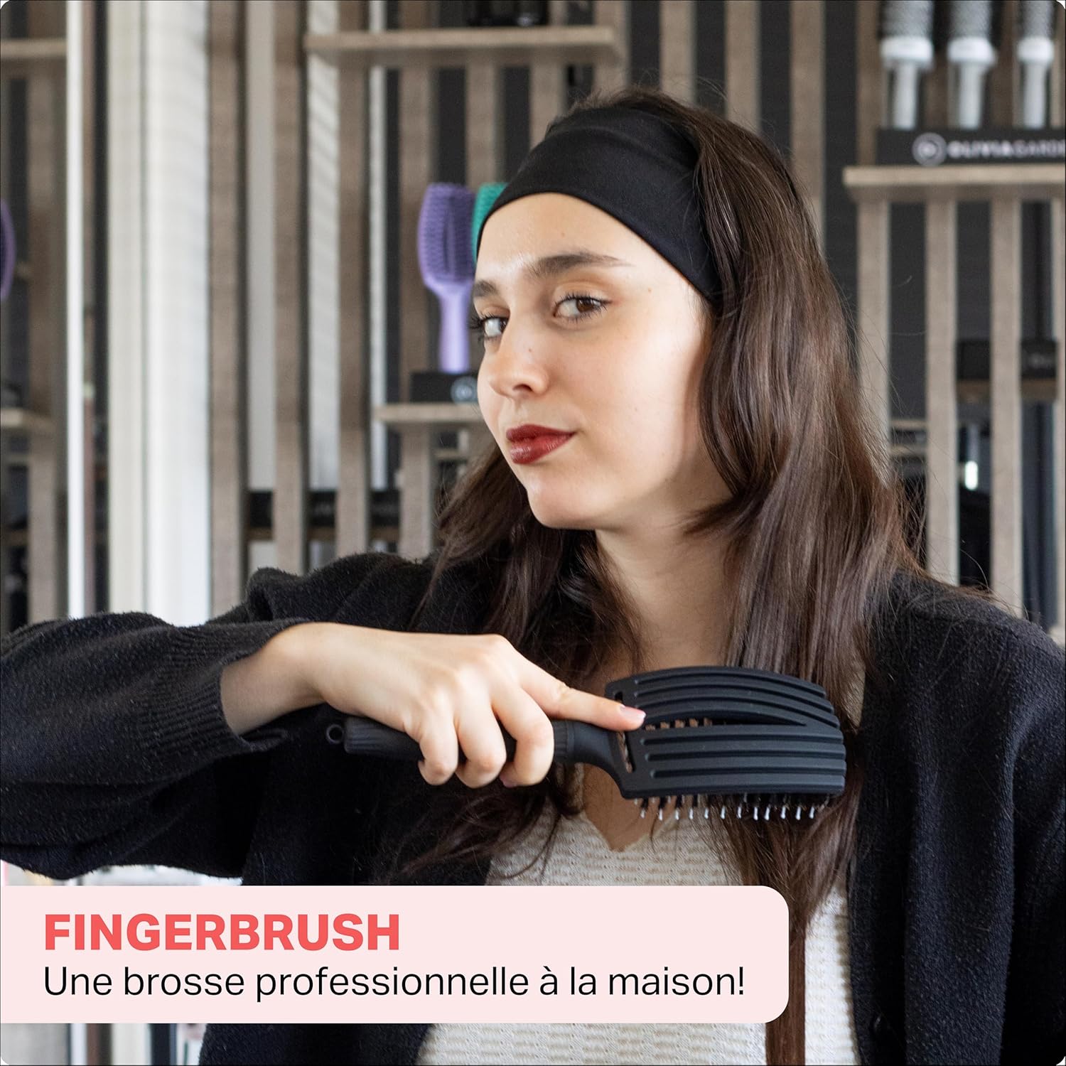 Olivia Garden - Fingerbrush Care Iconic - démêlage cheveux, poils sanglier et nylon, brillance et douceur
